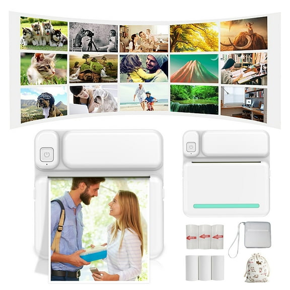 Portable Thermal Bluetooth Printer, Mini Wireless Photo Printer, 57mm POS Printer for Mobile Phone Image Receipt Printing in Home Office Travel Use
