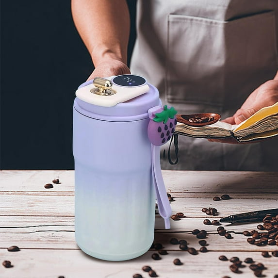 Portable Thermal Cup with Leak Proof Lid Stainless Steel Coffee Mug 410ml/14oz Insulated Coffee Cup Vacuum Insulated Tumbler with Temperature Display for Home Office Car Outdoor Camping