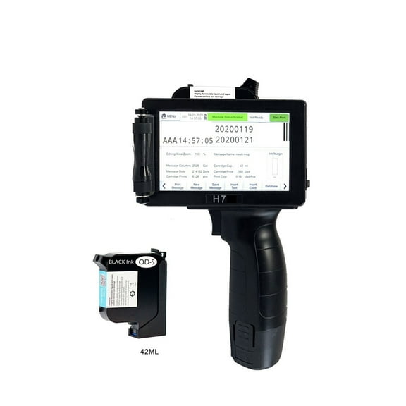 Portable Thermal Handheld Inkjet Printer, Glass Carton Metal Plastic Printing, 1mm-12.7mm 2D Code Label Barcode Printer ,Complete Kit