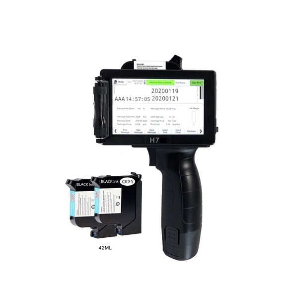 Portable Thermal Handheld Inkjet Printer, Glass Carton Metal Plastic Printing, 1mm-12.7mm 2D Code Label Barcode Printer ,Crisp, Vibrant Prints