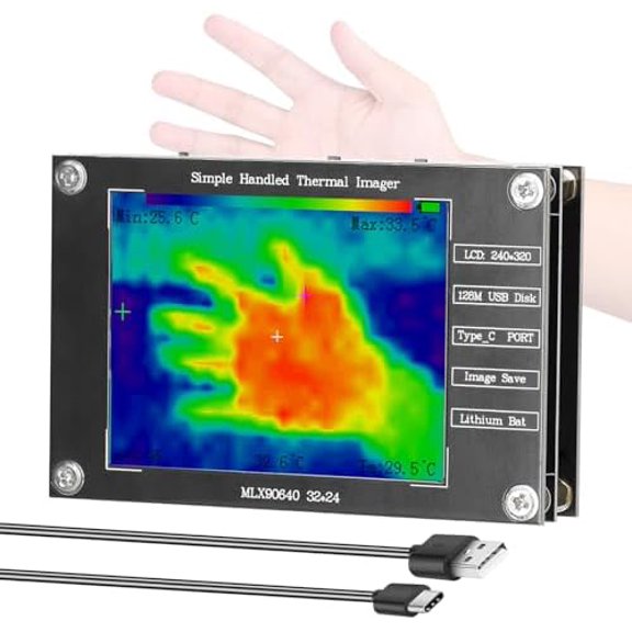 Portable Thermal Imager -40 to 300 Small Thermal Imaging Camera Support Maximum Minimum Center Temperature Measurement Picture Saving 2.8inch TFT Display with Type-C Interface$$Tools