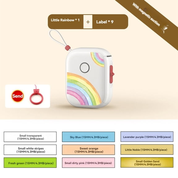 Portable Thermal Printer Mini Printer with Stickers Printer for Storage Office Home Rainbow Color