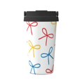 thumbnail image 1 of Portable Thermos Cup Coffee Cup 6.9×3.4in Invisible Ring Easy To Carry For Car Cafe Office Home Playful Thin Cartoon Primary Color Ribbon Bow Pattern, 1 of 8