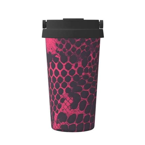 Portable Thermos Cup Coffee Cup 6.93.4in Invisible Ring Easy To Carry For Car Cafe Office Home Snake Skin Print Style Palevioletred_2