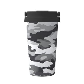 Portable Thermos Cup Coffee Cup 6.93.4in Invisible Ring Easy To Carry For Car Cafe Office Home Vector Camouflage Pattern Gray_1