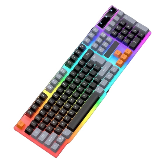 Portable Thin Film Wire Keyboard 104Keys, Multiple Systems Compatible for Ergonomic Layout Breathing Lighting Keyboard