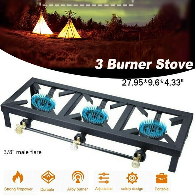 Portable Three 3 Burner Gas Propane Stove Outdoor Camping Picnic BBQ