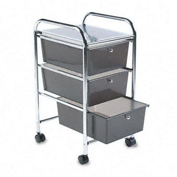 Portable Three-Drawer Organizer Chrome Metal Frame/Smoke Drawers