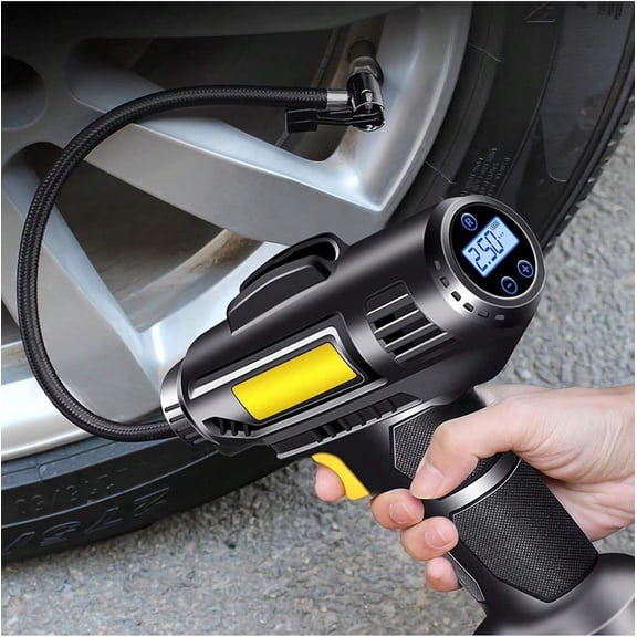 Portable Tire Inflator, 150 PSI 12V DC Air Compressor with Digital Pressure Gauge, 35L/Min Fast Inflation, LED Light, Auto Shut-Off Air Pump for Car, Motorcycle, Bicycle, Balls