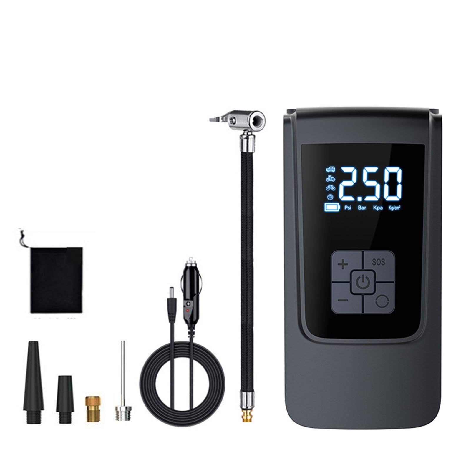 Portable Tire Inflator, 150 PSI Car Tire Pump with Pressure Gauge, Fast Inflation (10s), Auto-Stop, LED Light, for Car, Motorcycle, Universal Tire Compressor