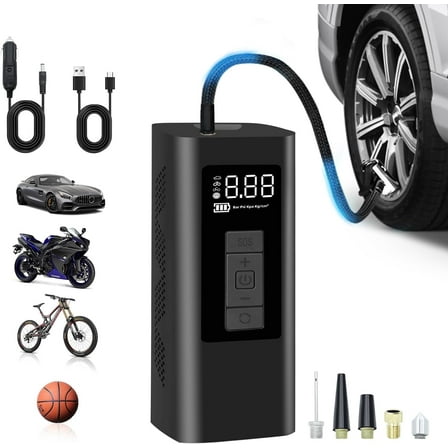 Portable Tire Inflator Air Compressor, 160 PSI Air Pump with 12000mAh Battery, 12V Dual Power
