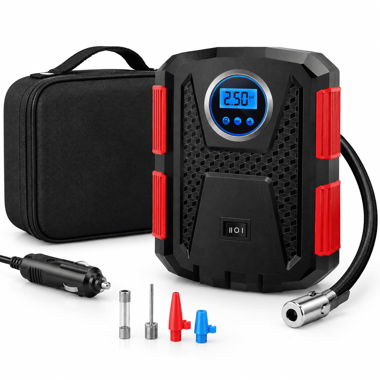 Portable Tire Inflator Air Pump, Medium Red, Compact Design for Cars ...