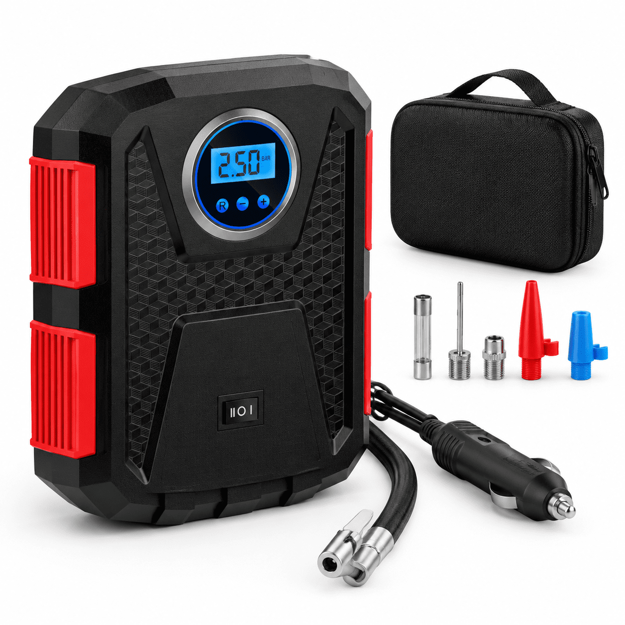 Portable Tire Inflator, Red Medium, Compact 12V Air Pump for Cars ...