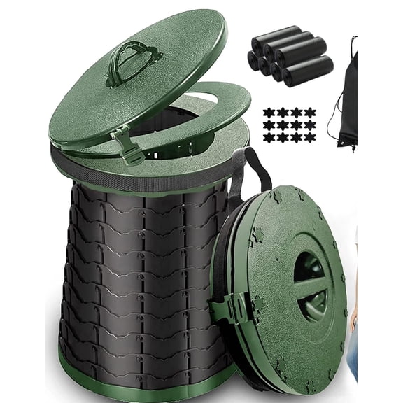 Portable Toilet, Adjustable with Garbage Bags, Collapsible for Camping Travel Hiking Car