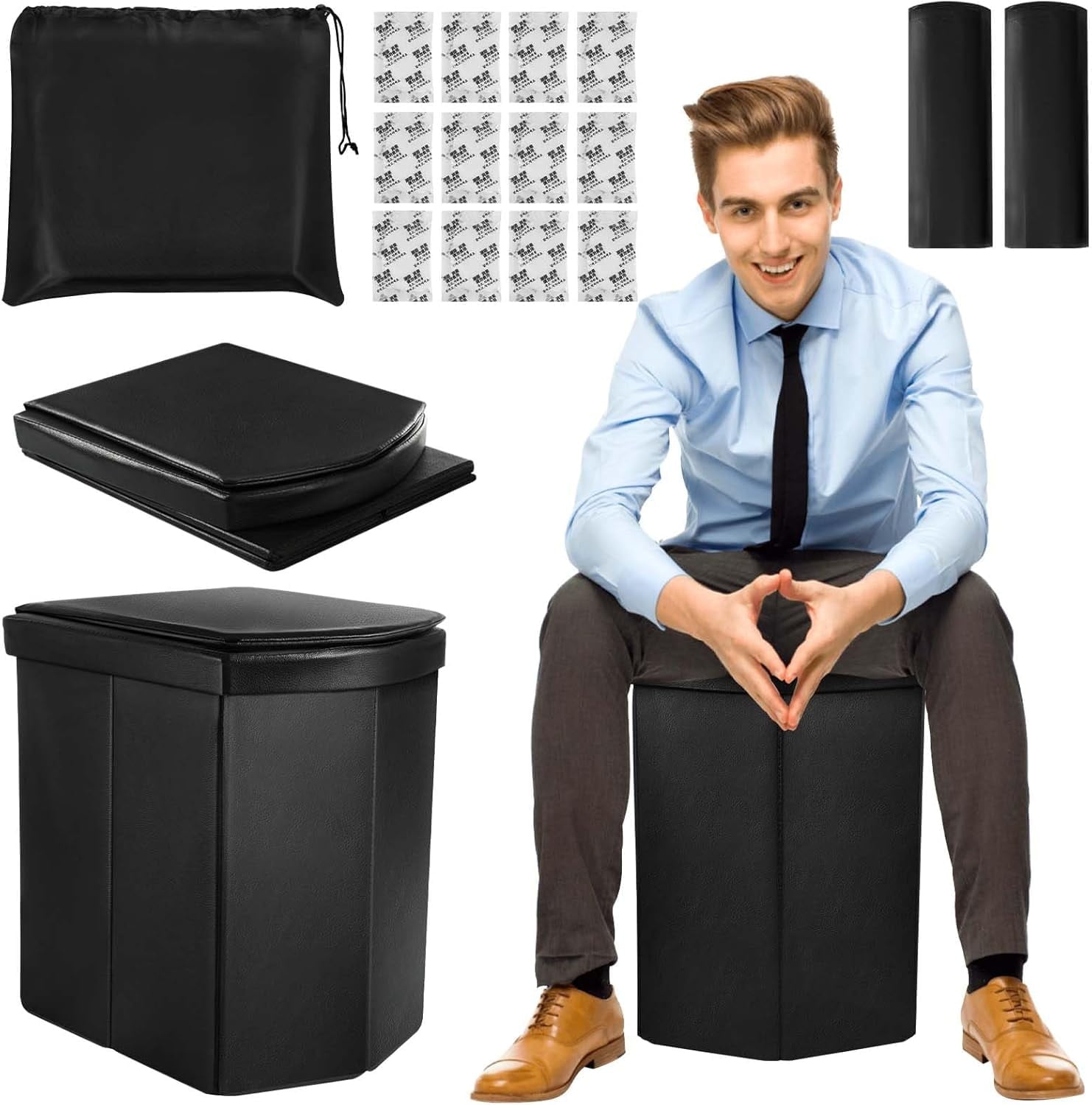 Portable Toilet for Adults, 16.5" XL Portable Toilet for Camping, Camping Toilet with Lid, Camp Toilet with Handbag,Portable Potty For Indoor, Outdoor, And Emergency Use