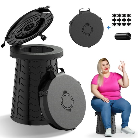 Portable Toilet for Camping,380lbs Capacity-19.7" H ,Collapsible Luggable Loo for Camping/Travel/Hiking/Car