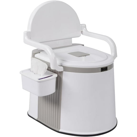 Portable Toilet Travel Toilet, Lightweight Camping Porta Potty with Back & Handrail Design, Detachable Inner Bucket & Removable Paper Holder, Camping RV Toilet for Adult, Kids, Home, Boat, Van,Travel