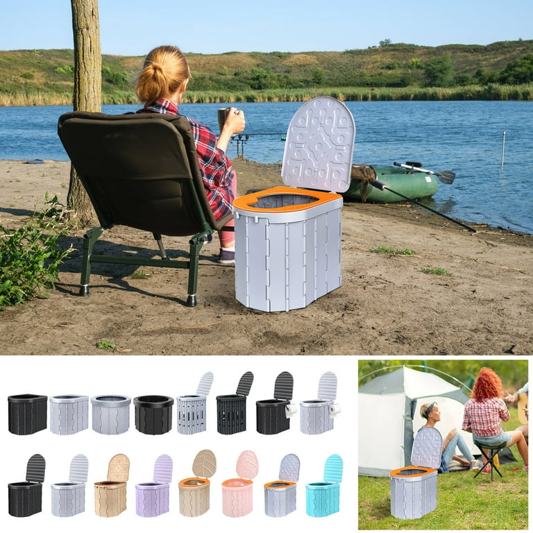Portable Toilet Upgraded 12 inch Toilet Seat Folding Toilet With Removable Paper Holder Camping Toilet With A Load Capacity Of 450 Lbs Portable