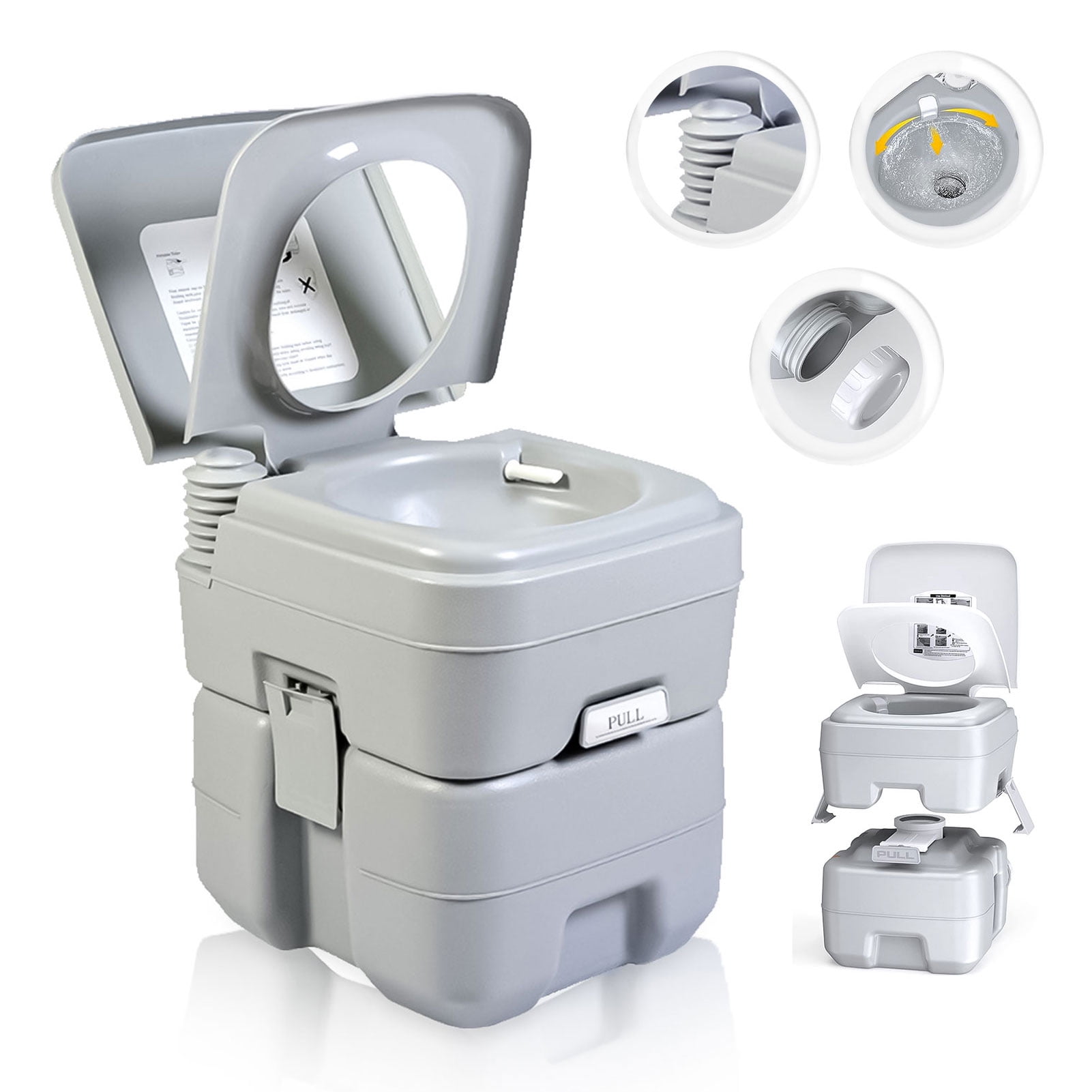 Portable Toilet Urinal 5 Gallon Flush Travel Camping Commode Potty