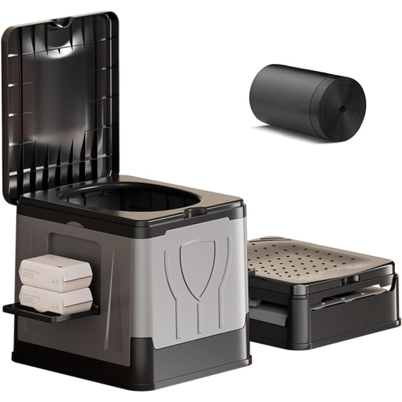 Portable Toilet for Adults - 12.4'' *14.5'' Outdoor Emergency Potty for Camping, Road Trip, Car, Tent, Truck Drivers