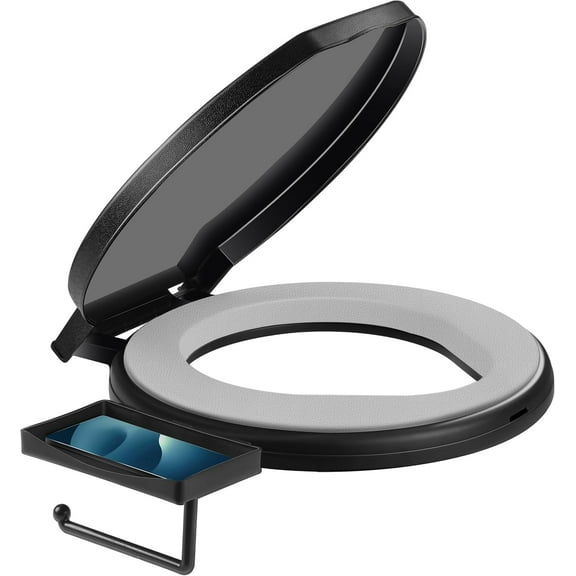 Portable Toilet with Soft Cushion, 5 Gallon Rotatable Lid, Adults and Kids Camping Toilet Seat for 5 Gal Bucket