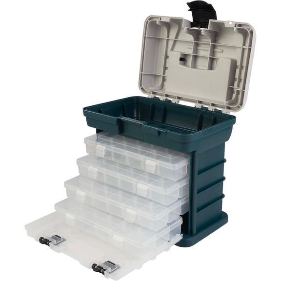 Portable Tool Box - Small Parts Organizer with Drawers and Customizable Compartments for Hardware, Fishing Tackle, Beads, or Crafts by General (Gray)