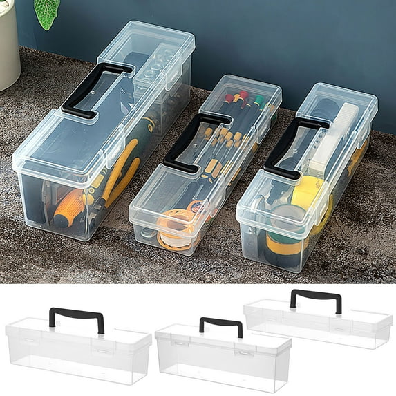 Portable Tool Box Transparent Plastic Storage Container for Screws and Accessories with Secure Latches and Easy Grip Handle for Home Improvement Projects and Workshop Organization Topliu