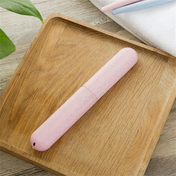 Portable Toothbrush Holder Case for Travel with Vent Holes Compact Hygienic Storage Box 1 CountforHome Cleaning(Pink),Ccwuwei