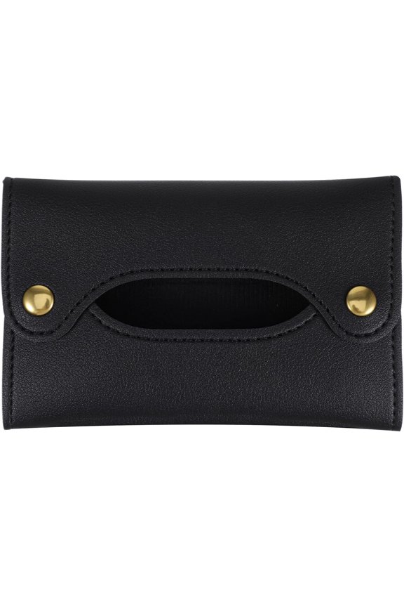 -Pocket Tissue Holder, Tissue Holder for Purse, Pocket Paper Towel, Soft PU Leather Reusable Travel Pouch Paper Box Bag for Face Towels, Black