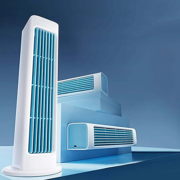 Portable Tower Fan Wall Mounted Vertical Horizontal Fan Bladeless Fan USB Wired Mini Silent Fan for Office Bedrooms Camping with 3 Speeds Wind Desktop White