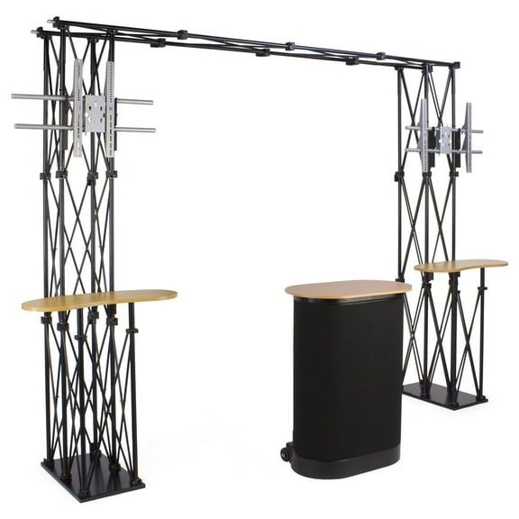 Portable Trade Show Display, 134 x 93 x 24-Inch, With Brackets For Two 60-Inch Flat Panel TVs, And A Rolling Case (TRUSSLCDPULG)