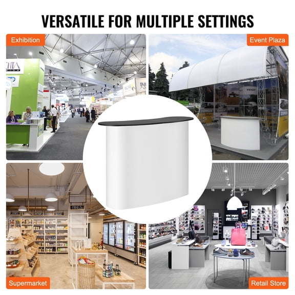 Portable Tradeshow Podium Table 51.18 x 18.31 x 37.4 Inches Display Exhibition Counter Stand Booth Fair with Wall Foldable Promotion Retail Bar Table Pop Up Podium with Storage Rack Carrying Bag