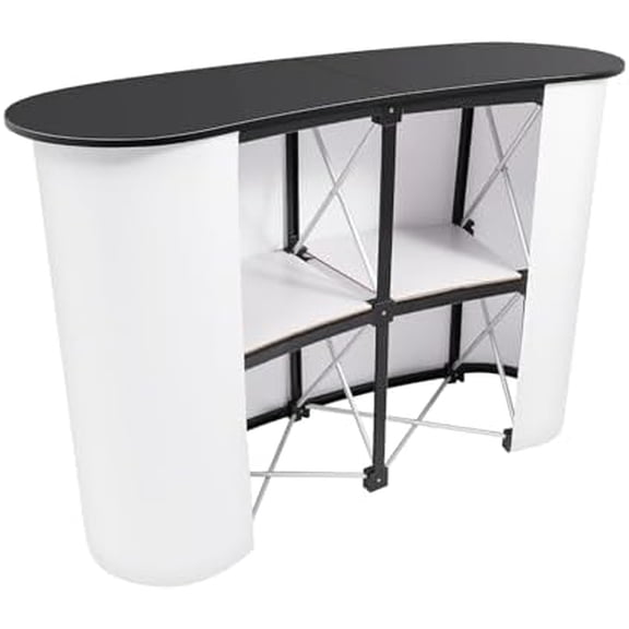 Portable Tradeshow Podium Table, Foldable Pop up Counter, Free-Standing Trade Show Display Podium with 154.3lbs Load-Bearing Capacity, Promotion Retail Bar Table Pop up Podium$$Office