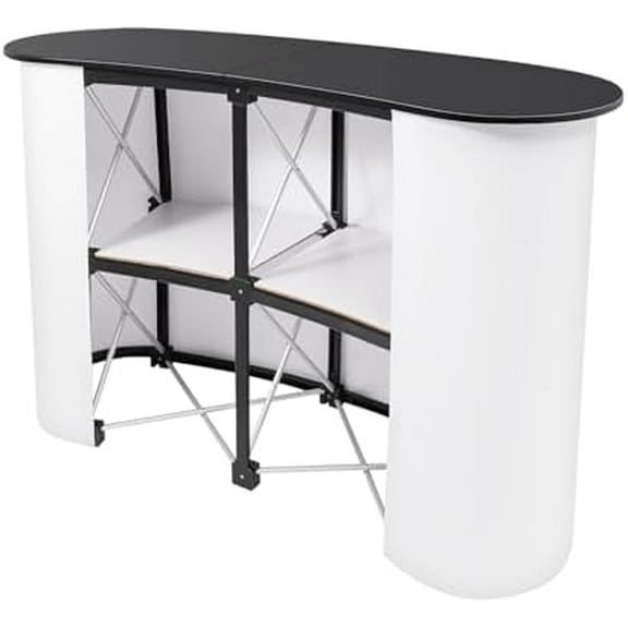 Portable Tradeshow Podium Table Podium Counter Table Stand with 2 Storage Rack Promotion Retail Exhibition Trade Show Display, 52" x 16" x 35"$$Office