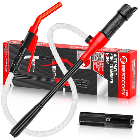 Portable Transfer Pump Battery Operated Electric Siphon Pump for Gas, Fuel, Diesel, Water Transfer 2.4 GPM Flow Oil Extractor, 47 Inches Hose-Easy to Use Hand Fuel Pump, Multi-Use Transfer Pump O-Y