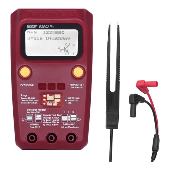 Portable Transistor And Capacitor Tester One Button Operation LCD Display For Lab Repair And Field Maintenance