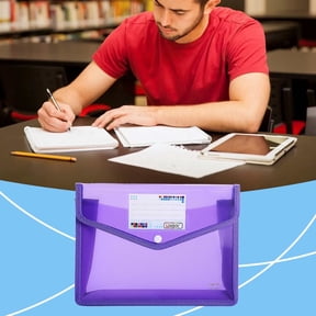 Portable Translucent File Wallet, Snap Closure Expandable Document Folder, Heavy-Duty Waterproof Paper Organizer with Classification Pocket, Lightweight File Pouch for Classroom Office Use