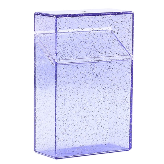 Portable Transparent Cigarette Case, 3.58X2.36X1.1" Glitter Cigarette Storage Box, Flip Top Cigarette Container, Plastic Cigarette Holder, Mini Pocket Tobacco Organizer for Outdoor Use, Purple