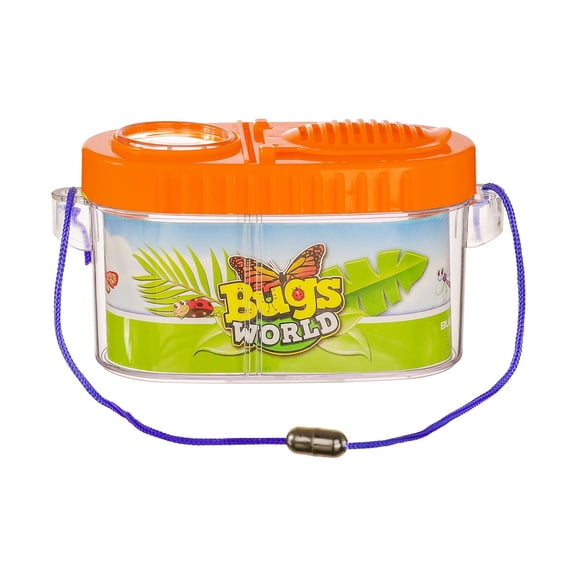 Portable Transparent Insect Observation Box, Outdoor Bug Viewing Container with Carry Strap for Nature Discovery Activities (Orange)