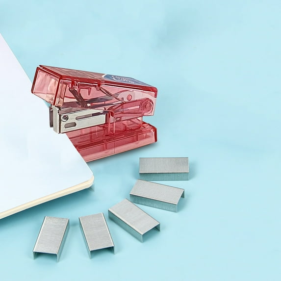 Portable Transparent Mini Stapler with Ergonomic Grip for Students and Office Use, Small Lightweight Design with Metal Mechanism, Uses No.12 Staples, Blue Pink Green Options, Compact Size 6x6x4.3cm