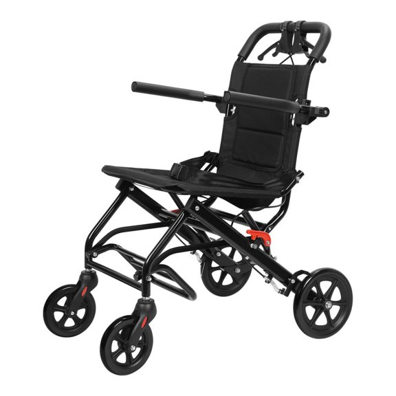 Portable Transport Wheelchairs, Folding Transport Wheelchairs for Adults and Seniors Support 220lbs, Lightweight Aluminum Wheelchair for Elderly A