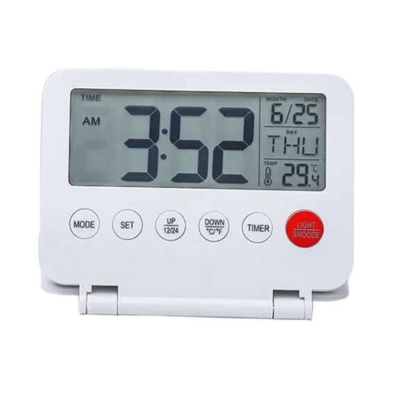 Portable Travel Alarm Clock With Multifunctional Lcd Display Adjustable Volume And Snooze Feature For Anytime Use