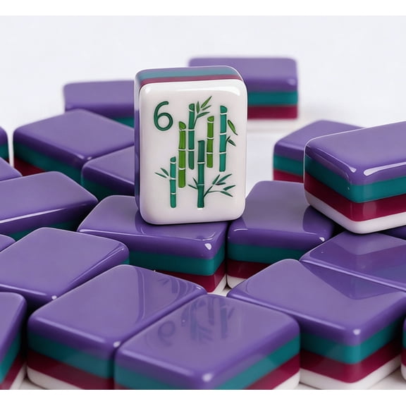 Portable Travel American Mahjong Game Set 4-Layer Acrylic Purple Tiles US Fonts 166 pcs with Handy Carry Design