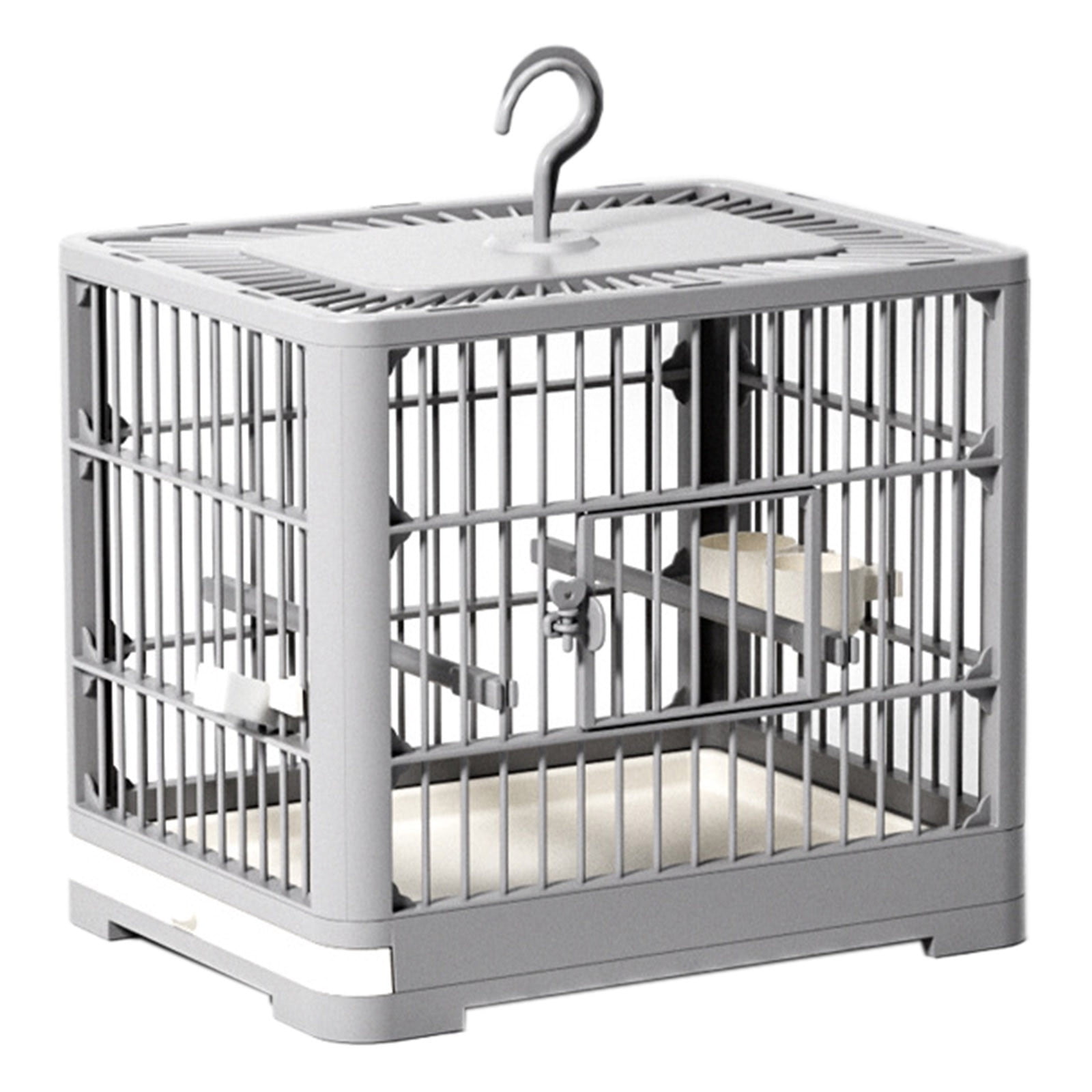 Portable Travel Bird Cage for Small Birds | Lightweight Parrots Feeder With Standing Pole & Detachable Tray | Easy to Carry Bird Transport Solution