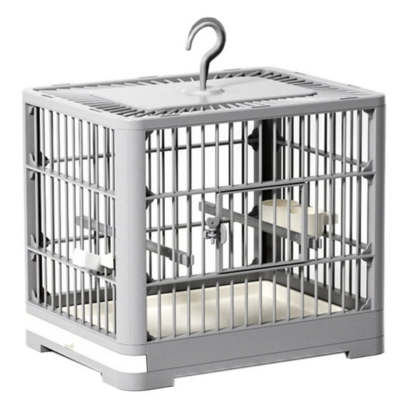 Portable Travel Bird Cage for Small Birds | Lightweight Parrots Feeder With Standing Pole & Detachable Tray | Easy to Carry Bird Transport Solution