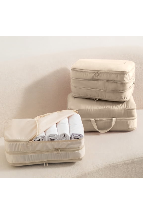 Portable Travel Clothes Organizer Bag | 2-Compartment Packing Cube for Luggage | Foldable & Wrinkle-Resistant Polyester Storage Pouch