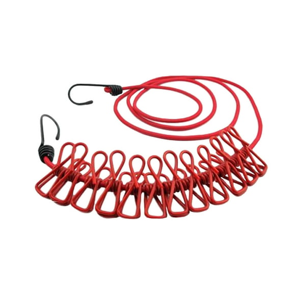 Portable Travel Clothesline With 12 Clothespins, Stretchy Retractable Elastic Design For Easy Drying, Windproof With Steel Hooks Durable Pp And Iron Wire Construction For Home