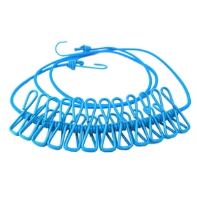 Portable Travel Clothesline with 12 Clothespins Windproof Retractable Elastic Laundry Drying Line for Outdoor Camping Hotel Backyard RV Trip Accessories Light Blue