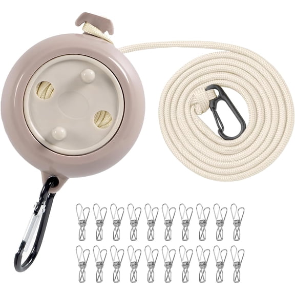 Portable Travel Clothesline Cord, Adjustable 33ft Camping Clothes line, Laundry Drying Rope for Hotel Trip,Camping,Backyard,Outdoor/Indoor, Grey