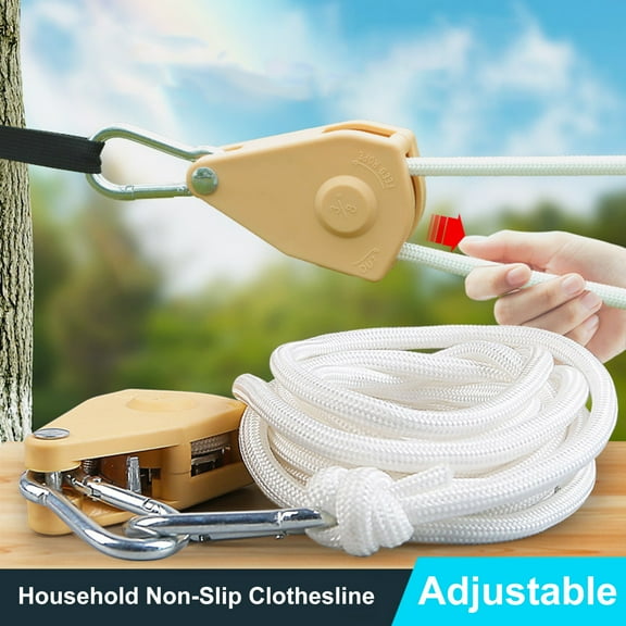 Portable Travel Clothesline Cord, Adjustable Strong Windproof Camping Clothes line, Laundry Drying Rope for Hotel Trip, Cruise, Outdoor/Indoor